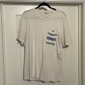 Mens Lacoste Pocket TShirt with Nautical Stripes and Croc Logo